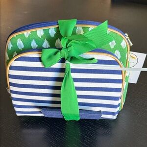 Set of two Green and Blue Cosmetic Bags New